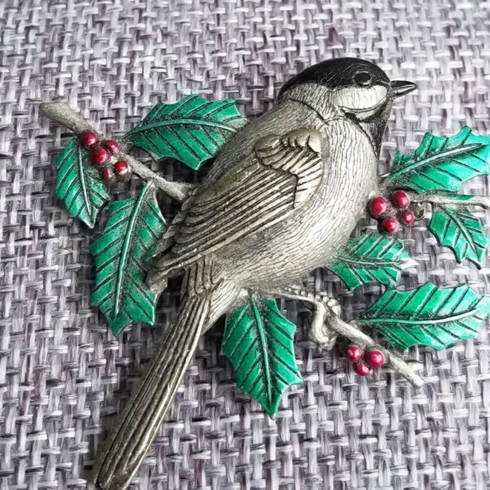 Vintage signed J J Jonette Bird on Holy Brooch